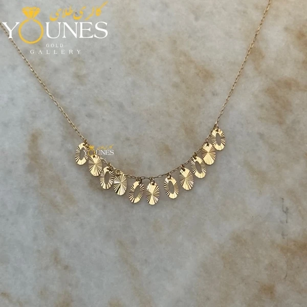 گردنبند طلا بیضی تراش دار